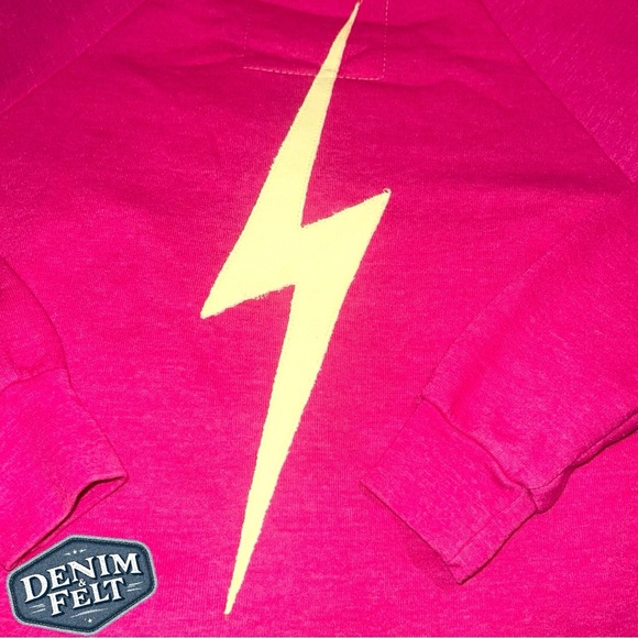Aviator Nation Pink w/ Yellow Lightning Bolt Cropped Sweatshirt/Pullover | NEW⚡️ - Picture 11 of 12
